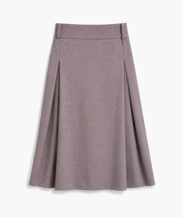 Dusty mauve pleated midi skirt for women, front view