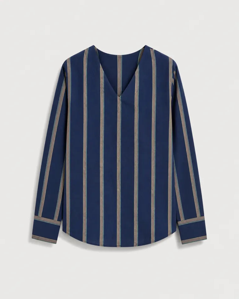 Navy Vertical Stripe Women’s Tunic Top