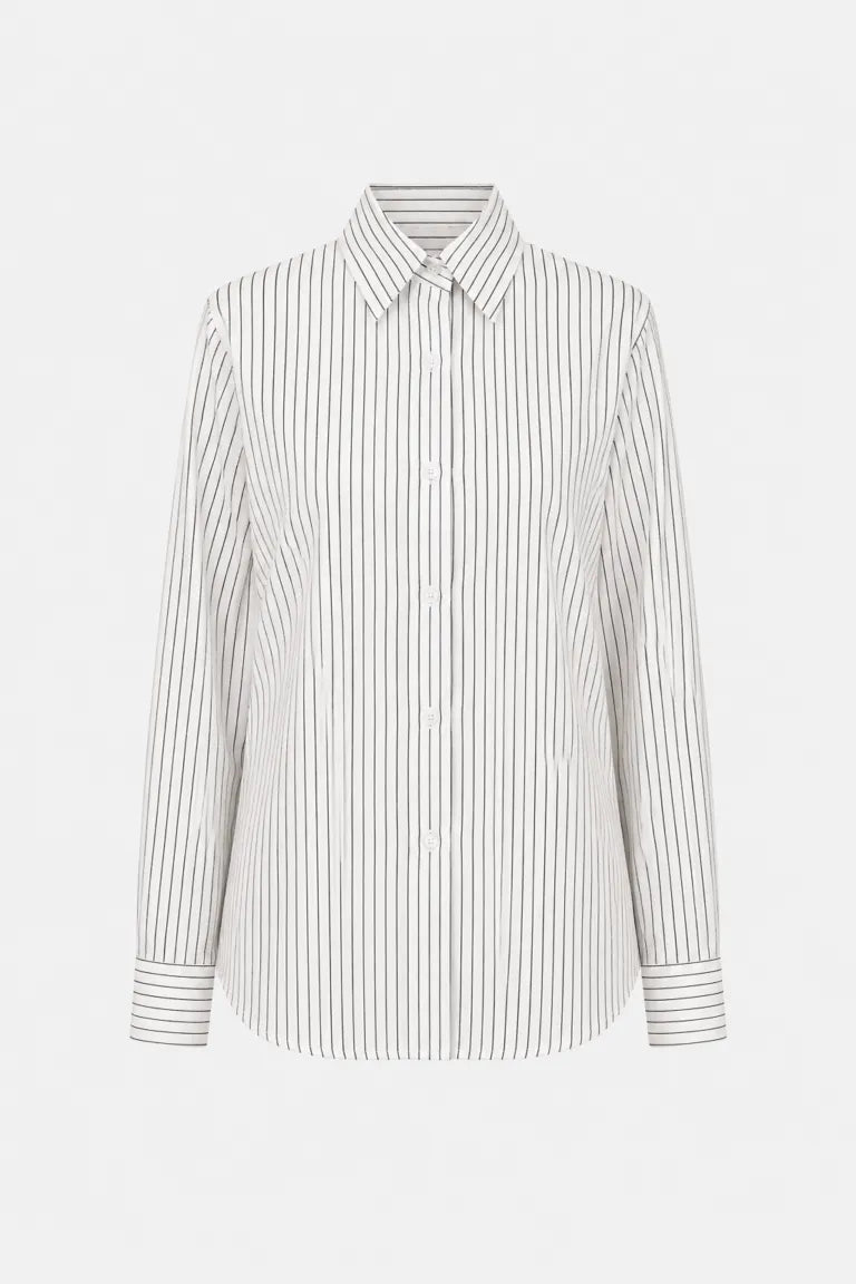 White Pinstripe Collared Shirt for Women