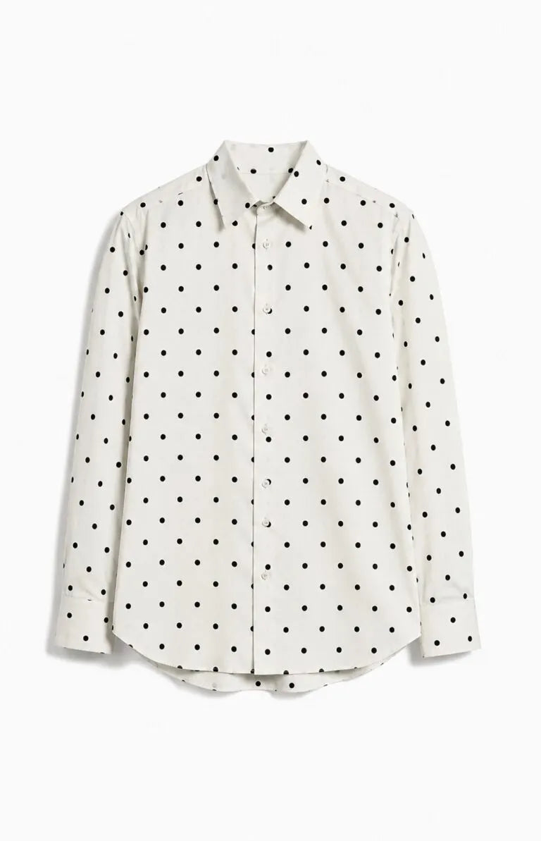 White Polka Dot Formal Shirt for Men