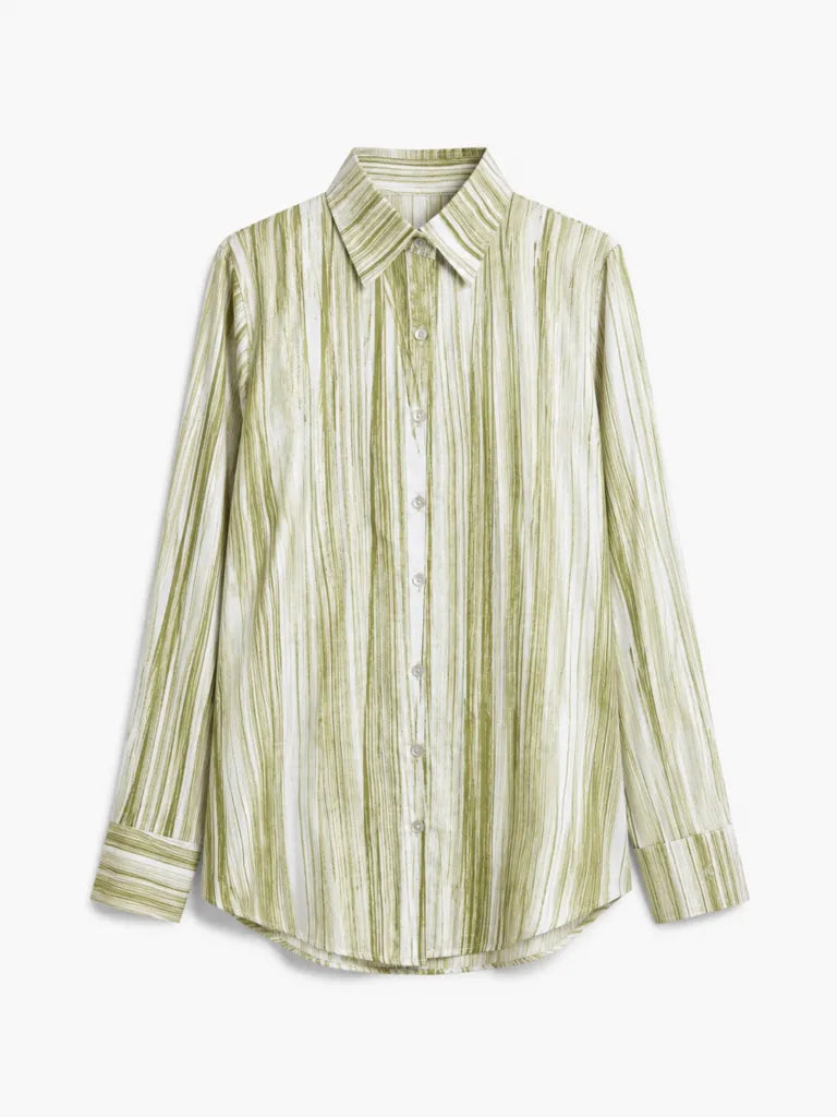 Women’s Olive Green Abstract Striped Shirt